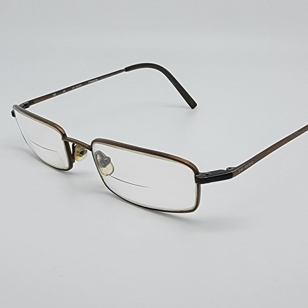 Jai Kudo 1471 T06 Titanium Coffee Brown Rectangular Eyeglasses Frame 51-19-140
